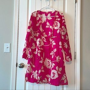 Echo Pink & White Floral Beach Coverup - L